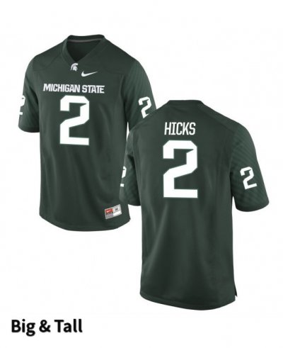 Men's Michigan State Spartans NCAA #2 Darian Hicks Green Authentic Nike Big & Tall Stitched College Football Jersey RA32I80NI
